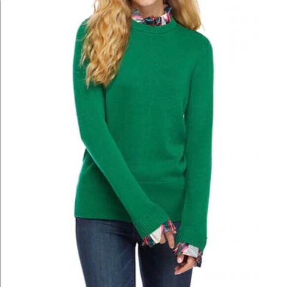 crown & ivy Sweaters - CROWN & IVY Green 2Fer Plaid Ruffle Trim Sweater PS Holiday Sweater